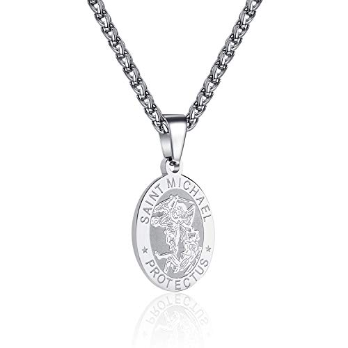 Zocomi Catholic First Communion/Confirmation Gifts for Boys Men,Saint Christopher/Michael/Anthony/Jude/Joseph Medal Necklace，Oval Saint Patron Medal Religious Amulet Gifts3