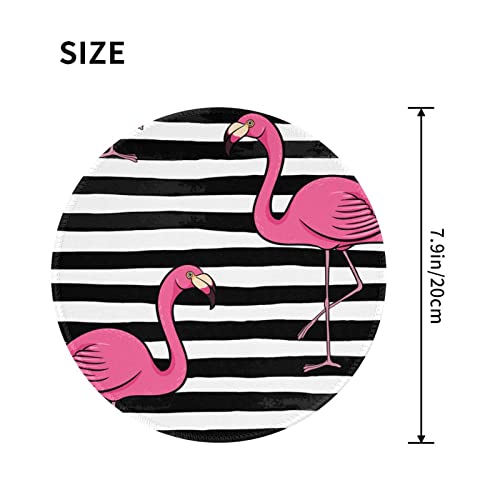 Pink-Flamingo-Printed-Round-Mouse-Pad-Non-Slip-Rubber-Base-Waterproof-Mousepad-Office-Home-Laptop-Gaming-Mouse-Mat-8x8-in