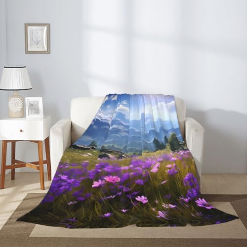 Couverture chaude et légère fleurs violettes plaid durable - 4