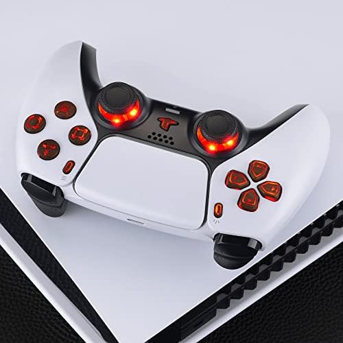 eXtremeRate Multi-Colors Luminated Dpad Thumbstick Udostępnij Przyciski Home Face dla ps5 Controller, Ziarno Drewna Klasyczne Symbole Przyciski Zestaw LED DTF V3 dla ps5 Controller - Controller Nie Jest Wliczony W Cenę