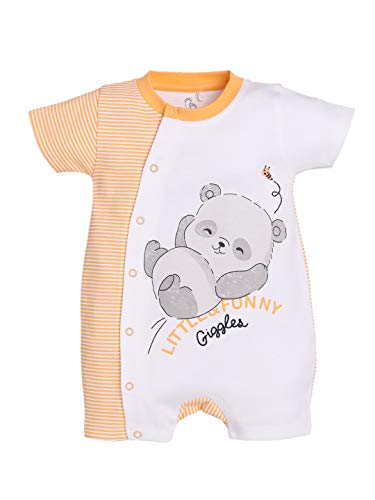 Image of BABY GO Baby Boys & Baby Girls Cotton Romper | Half Sleeve Polo Collar Jumpsuit | Newborn Infant Summer Outfit with Button Closure | Soft Breathable Playsuit | Stylish Print One Piece Dress
