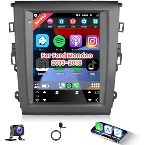 [2G+64G] Android Car Stereo for Ford Fusion Mondeo 2013 2014 2015 2016 2017 2018 2019 Wireless Carplay & Android Auto,Hodozzy 9.7 Inch Vertical Touch Screen Radio GPS WiFi Bluetooth FM HiFi SWC+Camera Cover