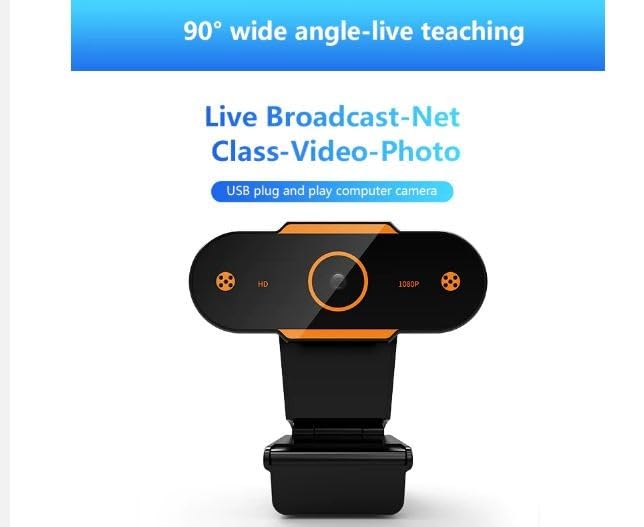 Webcam 1920x1080p avec autofocus rapide et micro pour ordinateur
