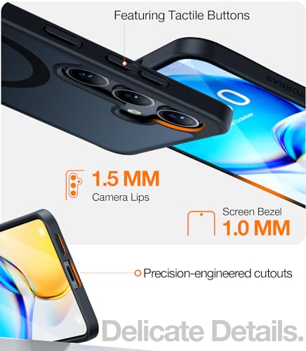 Image of TORRAS Strong Magnetic & Seamless Stand for Samsung Galaxy S24 Case for MagSafe, 12FT Mil-Grade Drop Protection, Adjustable Kickstand for Samsung Galaxy S24 Case with Stand, Slim Frosted Matte Black