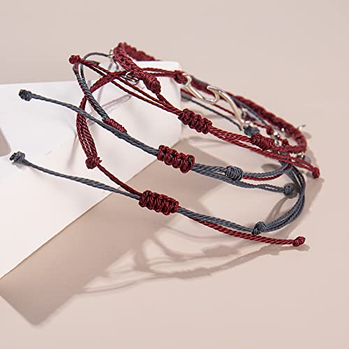 Image of Waterproof String Anklets Cute Beaded Ankle Bracelets Beach Wave Anklet Stainless Steel Coin Boho Ankle Jewelry for Women