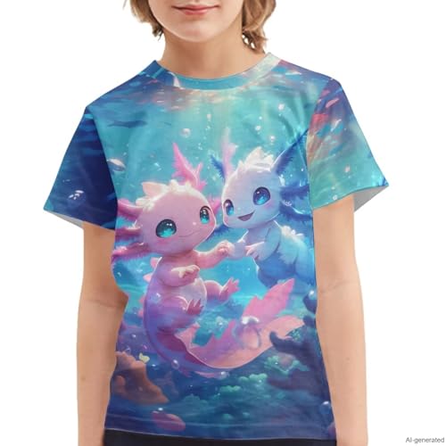 Image of WELLFLYHOM Kids Tshirts Girls Boys Short Sleeve Crewneck Tees Shirts Casual Sport Pullover Tops Size 3-16 Years