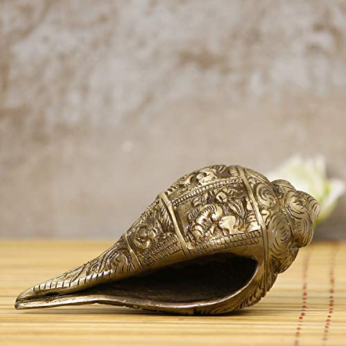 Image of eCraftIndia Brass Auspicious Lord Ganesha Shankh (BGO905)