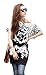 Women Loose Fit Batwing Sleeve Flower Print Long Blouse Top