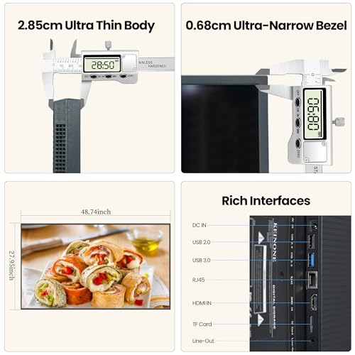Image of 55 Inch Digital Signage Display, 4K FHD 1000 Nits Advertising Screen, Android 14.0 Wall Mount Digital Menu Board for Restaurants, Smart tv signage with 4GB RAM 64GB Storage, Smart Split Screen