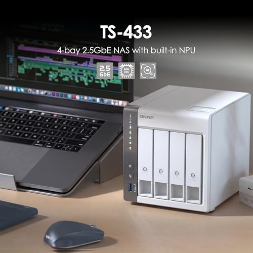 Image of QNAP TS-433-4G-US 4 Bay NAS with Quad-core Processor, 4 GB DDR4 RAM and 2.5GbE Network (Diskless)