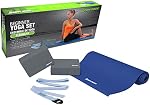 IBF Iron Body Fitness Beginner Yoga Set, 4-Piece Kit Includes Non-Slip Mat, 2 Yoga Blocks, Yoga Strap, and Instructional Posing Chart