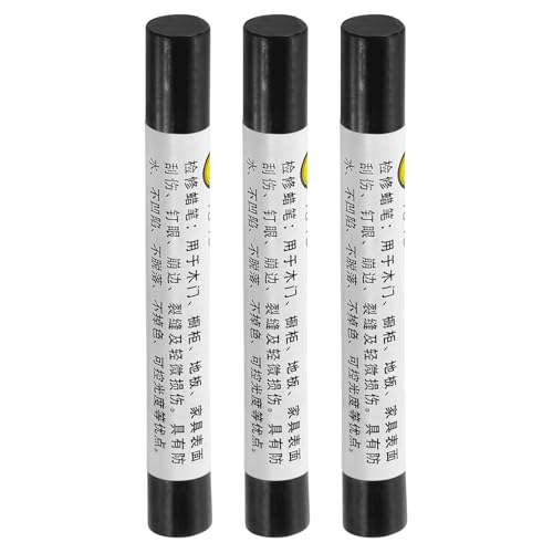 QUARKZMAN Cere per Riparazione Mobili, 3Pz - Stucco Cera per Legno, Pennarelli per Ritocchi Mobili - per Graffi Fori Tavoli Scrivanie Pavimenti in Legno Coperture, Nero