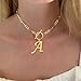 CEEAL Gold Initial Necklaces For Women- Vintage 18K Gold Plated Toggle Letter Necklace Paper Clip Chain Choker Necklace For Women Jewelry Gifts