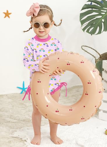 Image of BesserBay Baby Girl Swimsuit UPF 50+ Long Sleeve Zipper Snaps Bottom One Piece Rash Guard 0-36 Months