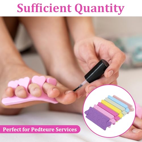 YBEATY 35 PCS Sponge Toe Separators Set Soft Heart Sponge Toe Spacers Straightener to Correct Toes Foam Toes Finger Divider Spacers for Polishing Pedicure Manicure Coating Gel Painting Nail, Colorful