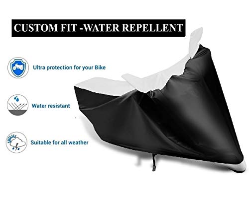 Image of Auto Hub Bike Cover Compatible with Bajaj Pulsar AS 200 with Mirror Pocket, Dustproof, Heat Resistant, Triple Stitched, Pulsar AS 200 Bike Cover- Black, White