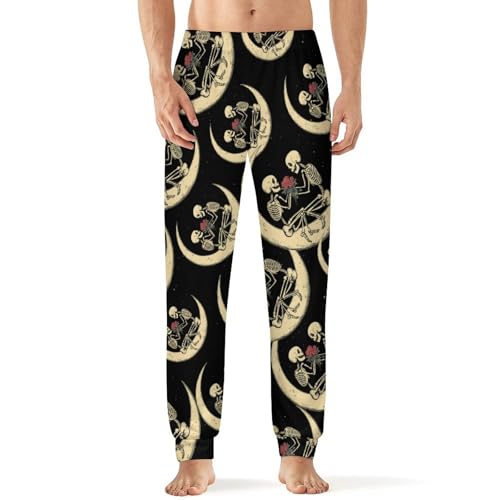 Skull Moon Rose Men's Pajamas Pants Lightweight Sleep Lounge Pant Pjs Bottoms Casual Sleepwear
