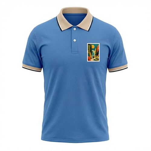 Image of Regular Fit Solid Half Sleeve Casual Tipping Collar Polo T-Shirt for Men