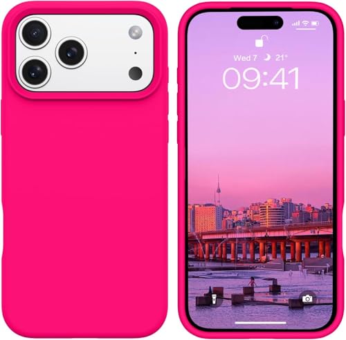 Image of Back Cover Compatible with iPhone 17 Pro Max Case Liquid Silicone Full Protection Shock Proof Back Cover for iPhone 17 Pro Max (Hot Pink)