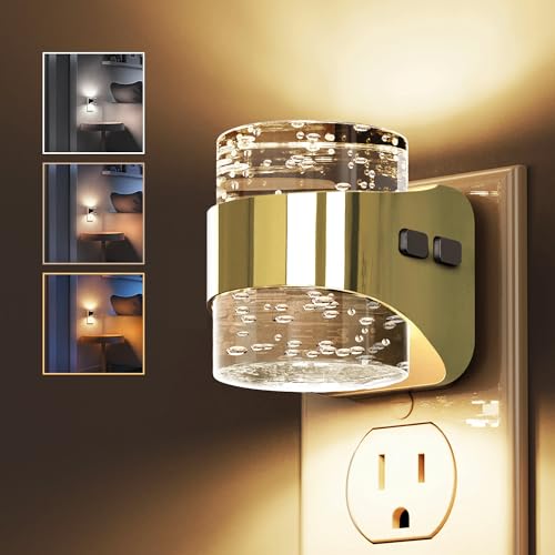 Image of L LOHAS LED 3CCT Night Lights Plug into Wall, 3000K /4000k /5000K Adjustable Color Temperature Night Light,Bubble Nightlight with Dusk to Dawn Sensor for Rooms Bathroom Hallway