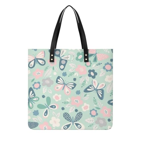 Tote bag femme imprimé papillon floral grand sac à bandoulière de voyage