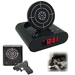 Gun Alarm Clock with Target, Interactive Shooting Game Wake Up Timer for Heavy Sleepers, Personalised Voice Recording & LED Display, Cool Bedside Gadget Birthday Gift for Boys, Teens and Men
