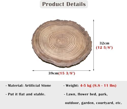 Rustic Round Wood-Effect Stepping Stones – Log-Textured Paving Kits for Garden Pathways & Flower Beds – Durable 5-Pack Outdoor Decor