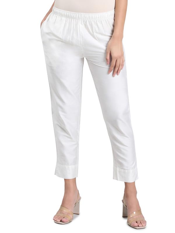 go colors Modal Spandex Metallic Pants Festive Full Length for Women| Lightweight, Mid Rise, Side Pockets-picture-14
