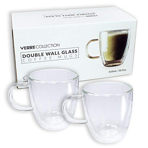 Verre Collection Verre à double paroi pour Espresso Latte Cappuccino, Tasse à café | Lot de 2 (16.0 oz) Cover