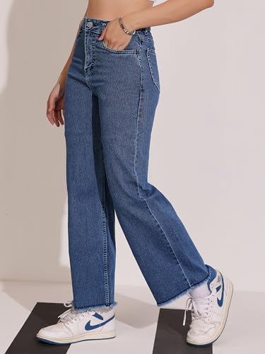 Image of Dolce Crudo Boot Cut High Rise Cropped Jeans for Women