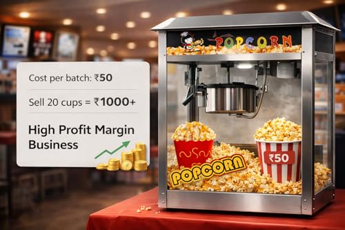 Image of Universal Machinery Popcorn Maker Machine for Commercial & Home | Heavy Duty Stainless Steel Popcorn Popper | Fast Heating, Large Capacity | Ideal for Parties, Events, Movie Nights & Snack Bars