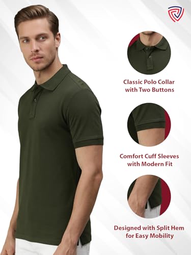 Image of Lux Cozi Men's Cotton Solid Polo Tshirt | Collar Tshirts | Half Sleeves | Stylish & Premium All Day Wear | Pack of 1