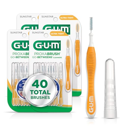 GUM Proxabrush Go-Betweens Ultra Tight Interdental Brushes – Soft Bristle Dental Picks for Plaque Removal, Health & Braces Care, 10 Count (Pack of 4) 40 Total