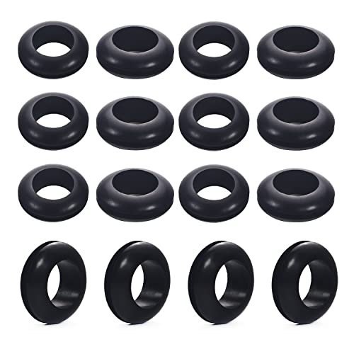 Aicosineg 100Pcs Rubber Grommets Wire Protector Oil Resistant Armature Rubber Grommet 14mm Inner Dia Oil Resistant Armature Rubber Grommets for Wiring Cable Black