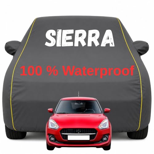 Image of Durable Full Body Waterproof Sierra Car Cover | Premium Polyester Grey Cover | Custom Fit Vehicle Protection | UV Resistant, Dustproof, Scratch Resistant, Heat & Wind Protection