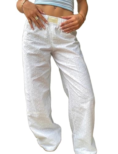 KMBANGI Women Y2k Lounge Pants Comfy Wide Leg Drawstring Elastic Palazzo Pants Summer Loose Casual Trousers Streetwear