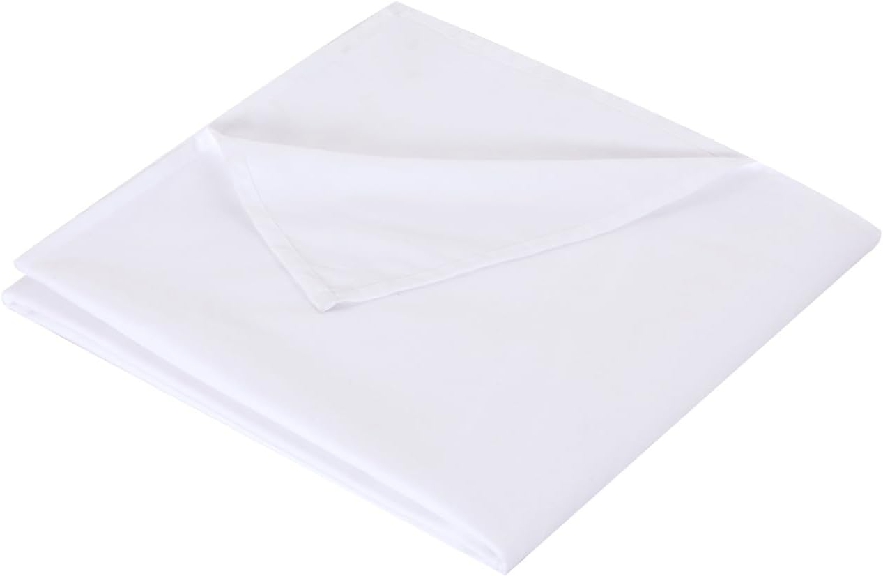 Queen Flat Sheet Only， 90x102Inch White - Ultra Soft Breathable Brushed Microfiber Top Sheet - Hotel Quality & Wrinkle-Free - Shrinkage, Fade Resistant - Easy Care Queen Sheets