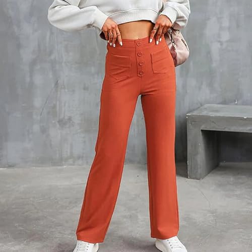 Flexipants - Women's Casual High Waist Stretch Pants, Comfort Breathable Elastic Straight Multi-Pockets with Buttons2