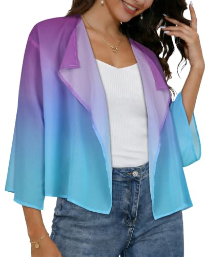 Image of Womens Summer Tops Short Shrugs Kimono Cardigans Casual Chiffon Bolero Jackets 2026