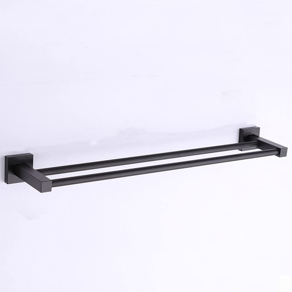 Barra de toalla doble de 50cm en aluminio antioxidante con soporte de secador