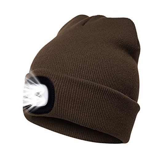 onehous LED-beanie mössa med ljus, unisex USB uppladdningsbar handsfree 4 LED strålkastare hatt, justerbar ljusstyrka ficklampa för män kvinnor