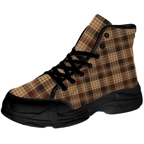 Quorax Plaid High Top Sneakers for Women Men Tartan Plaid Canvas Shoes Gifts for Her Him3