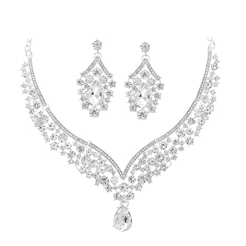 Juego de joyas de boda para novias ideal para vestidos de corte sirena en ceremonias de gala
