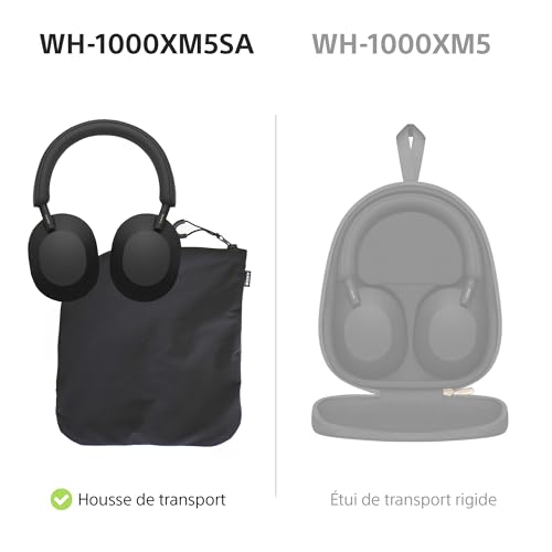 Sony WH 1000XM5SA Casque sans Fil à réduction de Bruit Premium 30h d'autonomie Bluetooth Étui Souple Inclus iOS et Android avec Micro intégré - vue 3