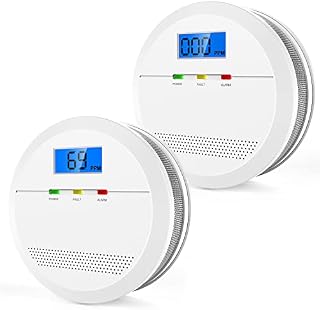 CPVAN Wireless Carbon Monoxide Detector with Digital Display, Carbon Monoxide Alarms for Home Safety, CO Alarm with 7 Years Sensor Life, EN 50291, Replaceable Batteries, Low-Battery Alert. 2 Pack