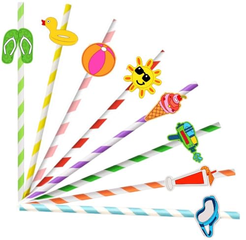 24 Pcs Summer Pool Party Decorations Straws,Crazy Silly Straws for Kids,Pool Party Supplies Beach Party Decorations