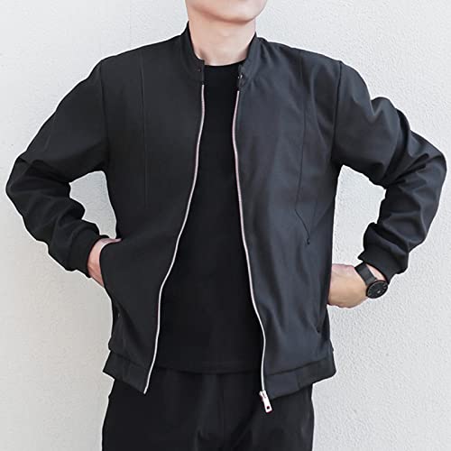DGHM-JLMY Men Casual Loose Button Jacket With Standing Collar Warm Up Scrubs Jacket Workwear Military Snap Front Jacket2