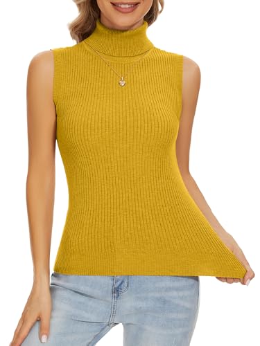 Image of Sleeveless Turtlenecks Tops for Women Slim Fit Knit Sleeveless Vest