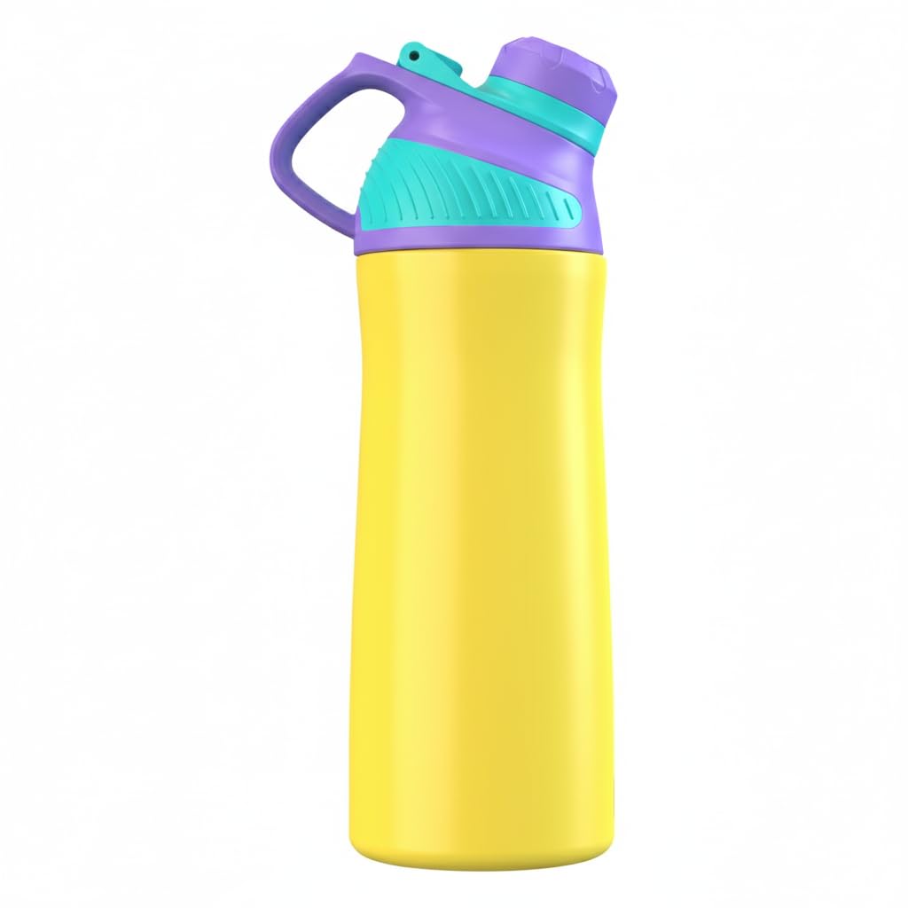 Rabitat ZYLO Insulated Water Bottle for School Kids | Steel Water Bottle for Kids | Kids Water Bottle | 1+1 Year Brand Warranty | Hot & Cold Upto 24 Hours | Office, Gym, Outdoor 550ml Yellow