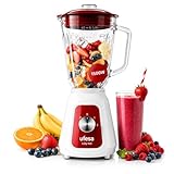 Ufesa BS4717 Ruby Red Batidora de Vaso, 1500W Potencia Max, Jarra de Cristal de 1.5L, 2 Velocidades + Pulse, Cierre Hermético, Pica hielo, 4 Cuchillas de Acero Inoxidable, Libre de BPA, Blanco/Rojo